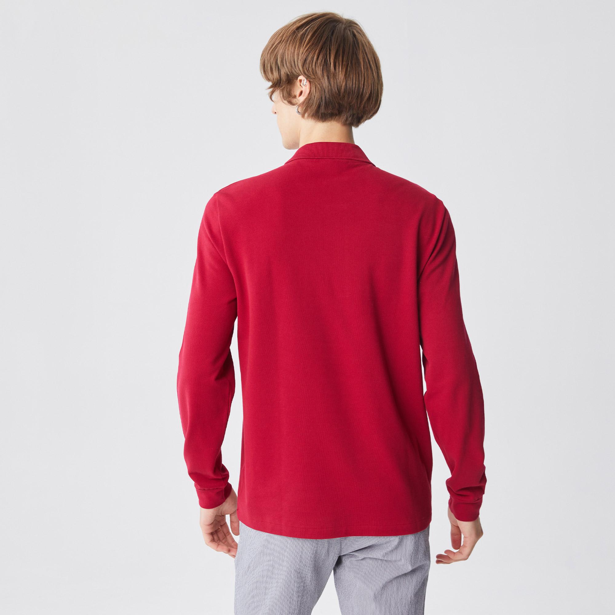 Lacoste Erkek Classic Fit Uzun Kollu Bordo Polo