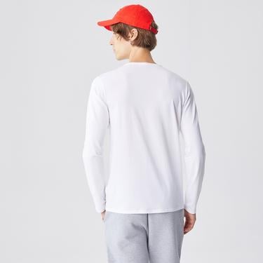  Erkek Regular Fit Uzun Kollu Bisiklet Yaka Beyaz T-Shirt