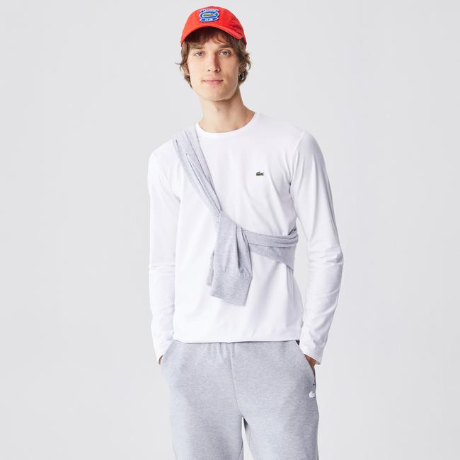  Erkek Regular Fit Uzun Kollu Bisiklet Yaka Beyaz T-Shirt