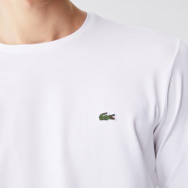  Lacoste Erkek Regular Fit Uzun Kollu Bisiklet Yaka Beyaz T-Shirt