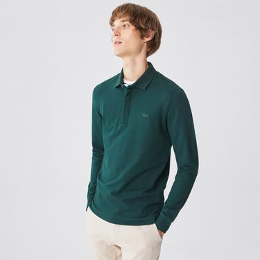  Lacoste Paris Erkek Regular Fit Uzun Kollu Yeşil Polo