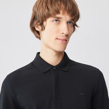  Lacoste Paris Erkek Regular Fit Uzun Kollu Siyah Polo