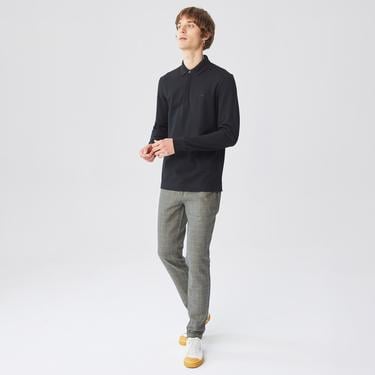 Lacoste Paris Erkek Regular Fit Uzun Kollu Siyah Polo