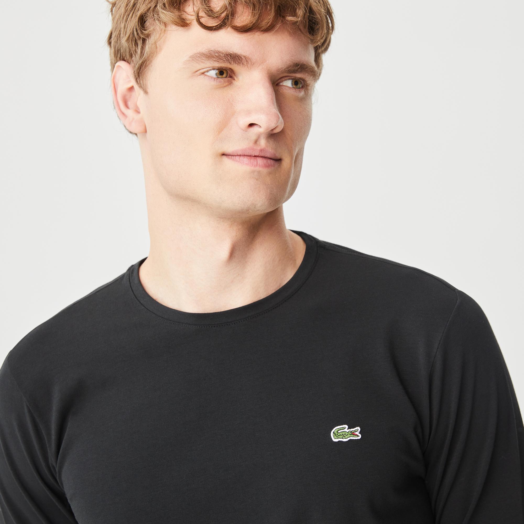 Lacoste Erkek Regular Fit Uzun Kollu Bisiklet Yaka Siyah T-Shirt