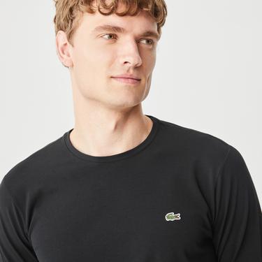  Lacoste Erkek Regular Fit Uzun Kollu Bisiklet Yaka Siyah T-Shirt