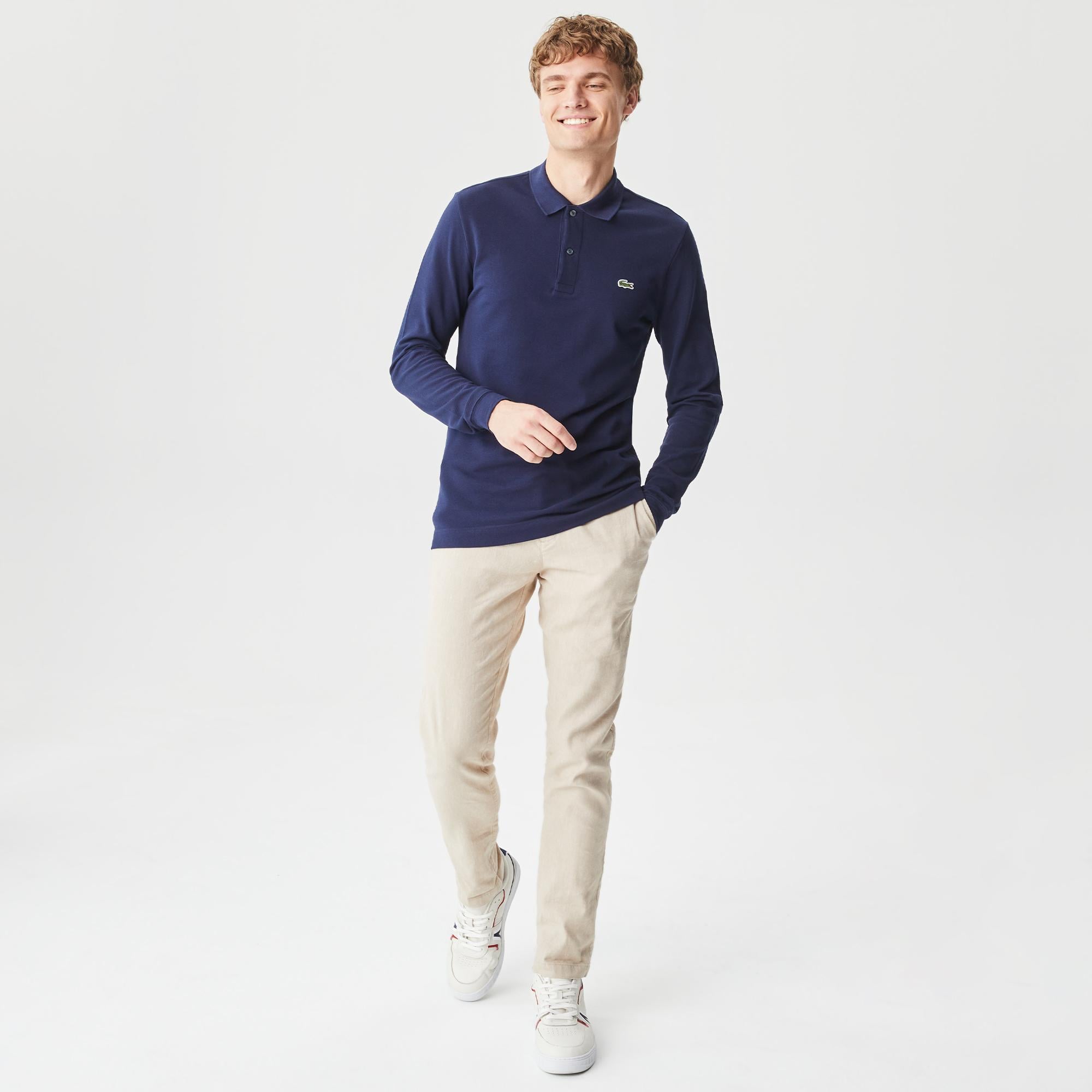 Lacoste L.12.12 Erkek Slim Fit Uzun Kollu Lacivert Polo