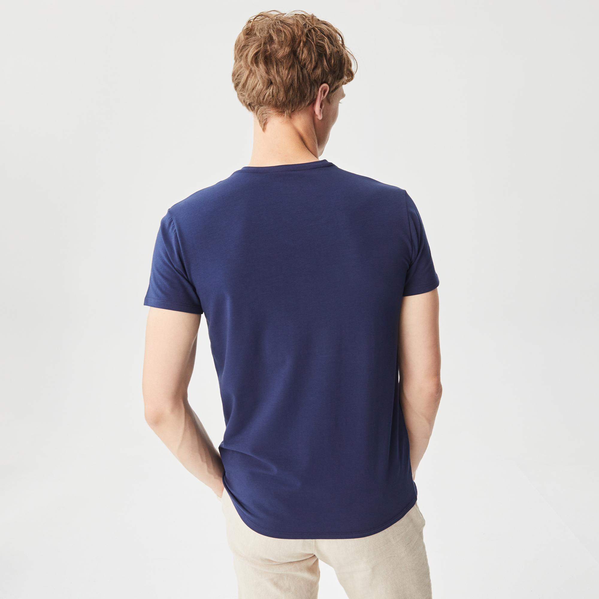Lacoste Erkek Slim Fit V Yaka Lacivert T-Shirt