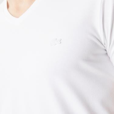  Lacoste Slim Fit V Yaka Beyaz T-Shirt