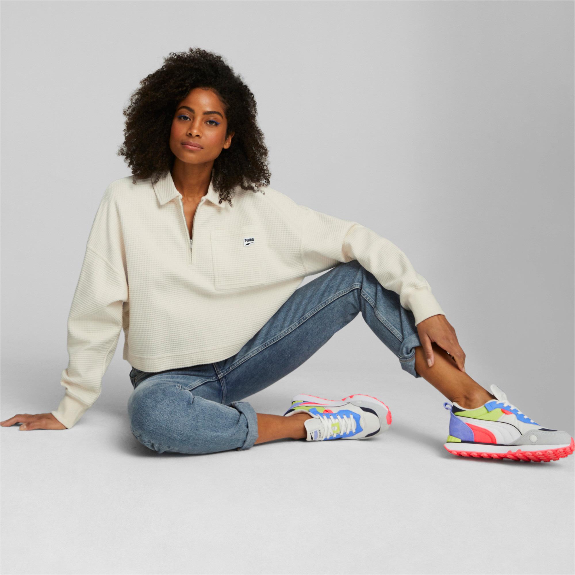 Puma Downtown Oversized Kadın Krem Sweatshirt