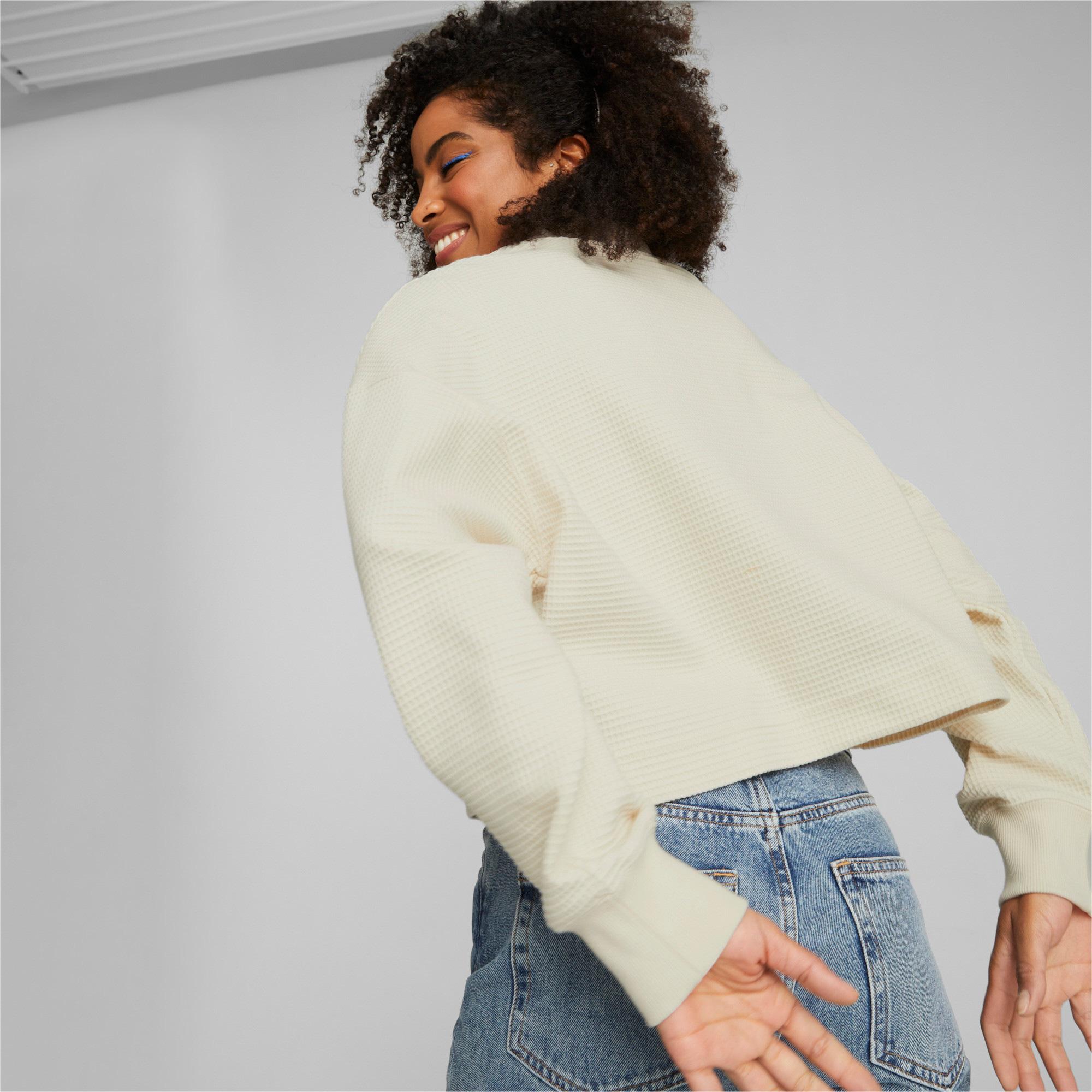 Puma Downtown Oversized Kadın Krem Sweatshirt