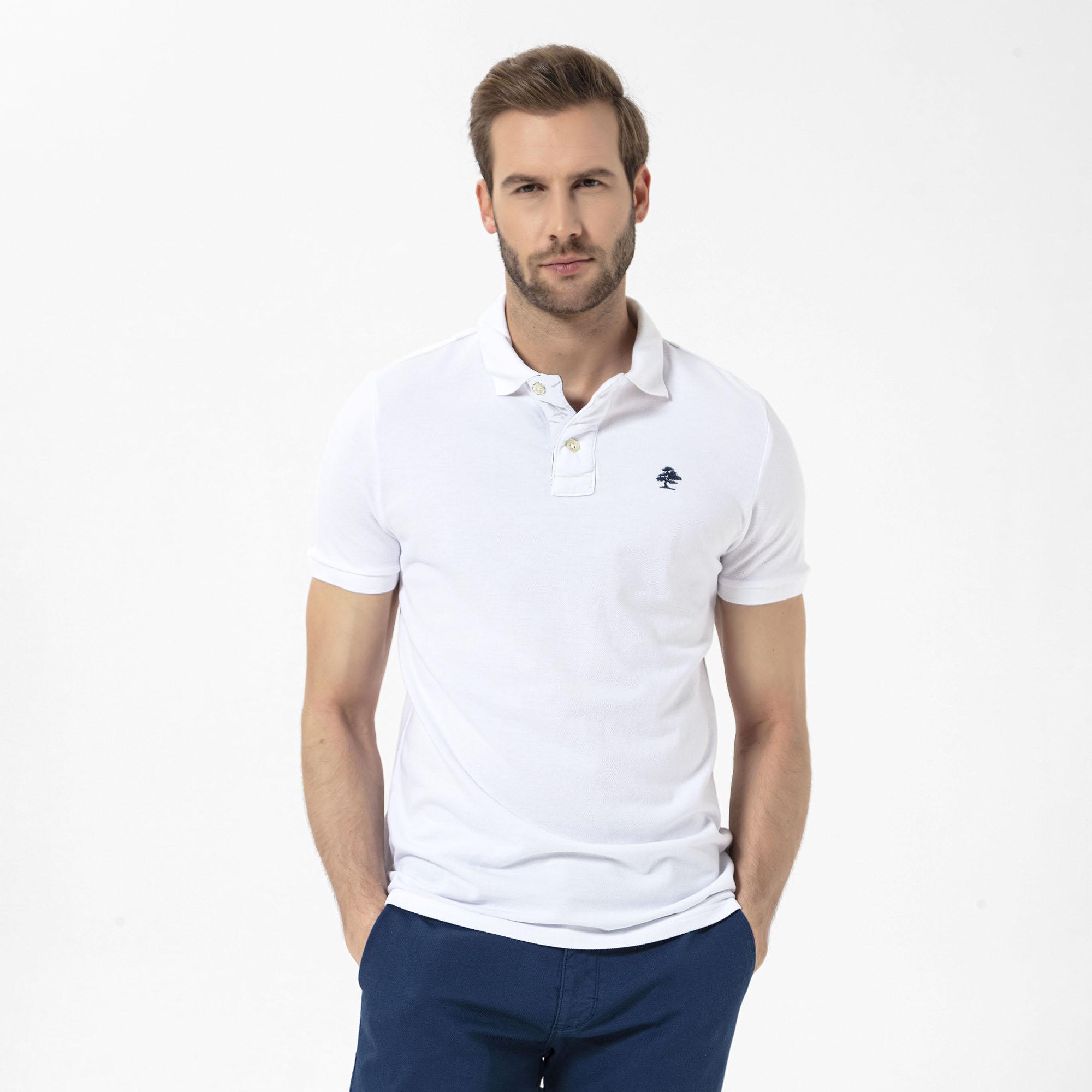 Routefield Patriot Erkek Beyaz Polo Tişört