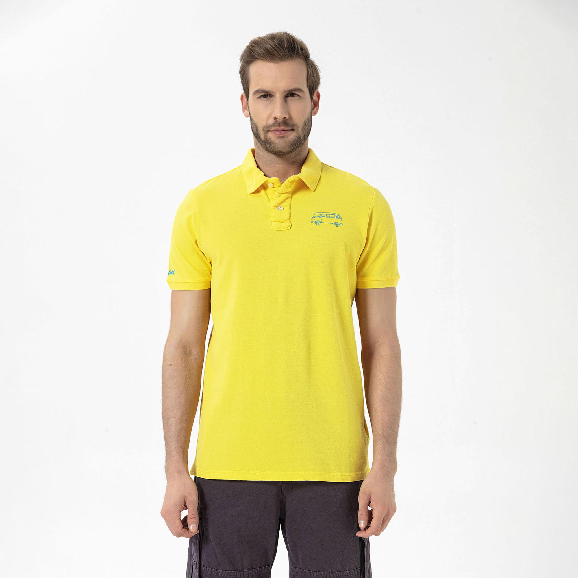 Routefield Post Erkek Sarı Polo Tişört