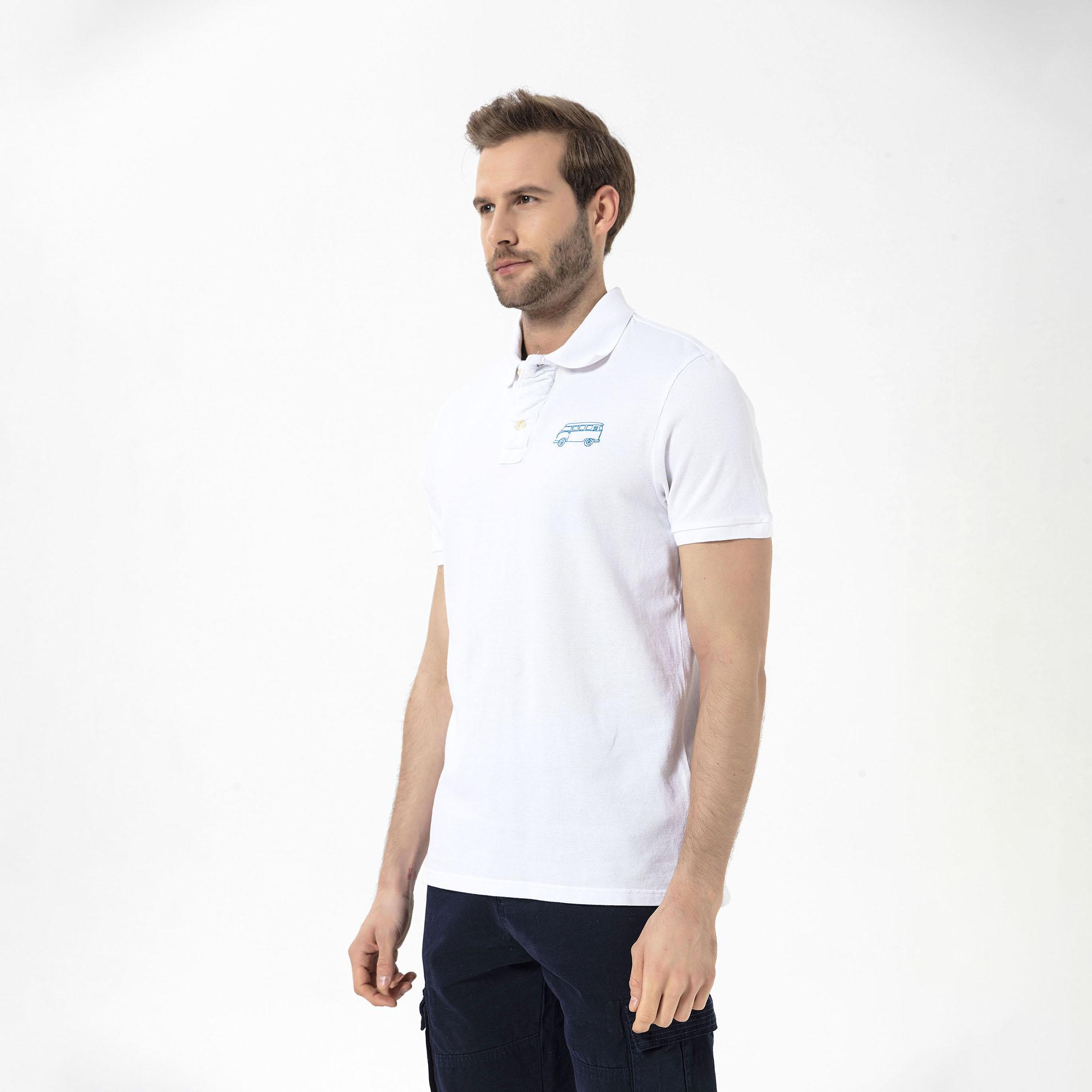 Routefield Post Erkek Beyaz Polo Tişört