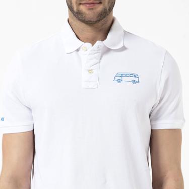  Routefield Post Erkek Beyaz Polo Tişört