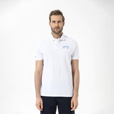  Routefield Post Erkek Beyaz Polo Tişört