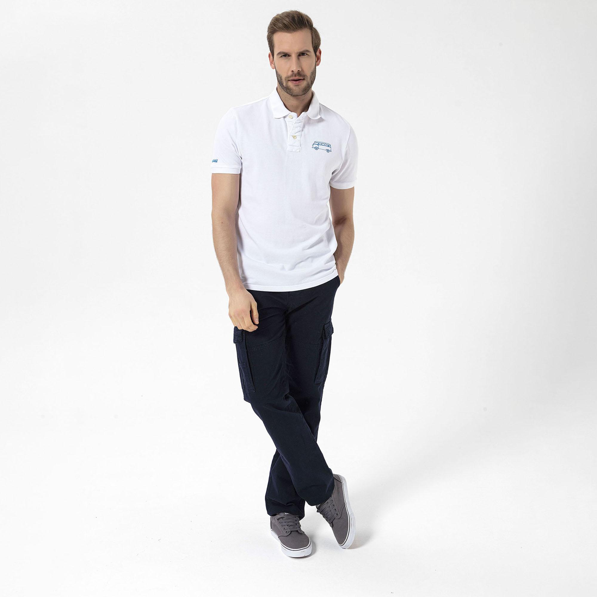 Routefield Post Erkek Beyaz Polo Tişört