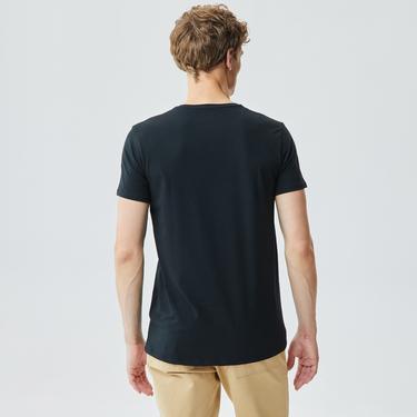  Lacoste Erkek Slim Fit V Yaka Siyah T-Shirt