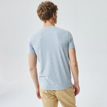 Erkek Slim Fit Bisiklet Yaka Gri T-Shirt