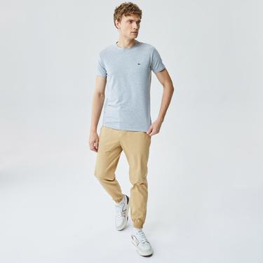  Erkek Slim Fit Bisiklet Yaka Gri T-Shirt