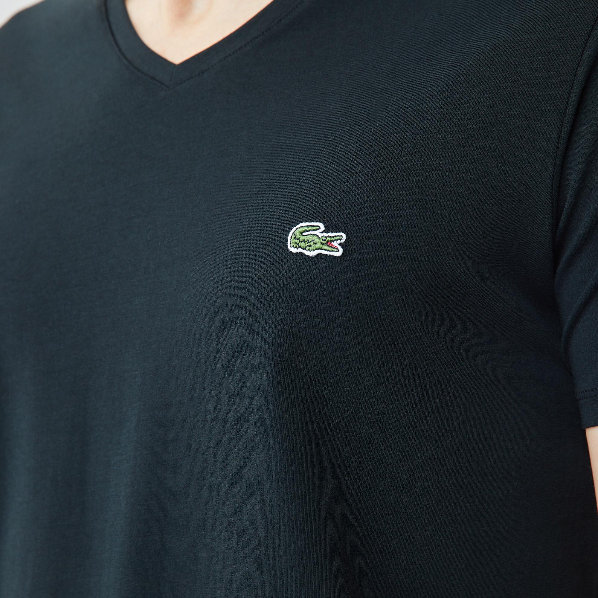 Lacoste Erkek Slim Fit V Yaka Siyah T-Shirt