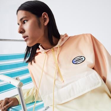  Lacoste L!VE Unisex Kapüşonlu Baskılı Turuncu Ceket