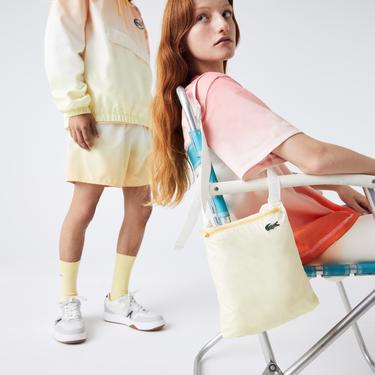  Lacoste L!VE Unisex Kapüşonlu Baskılı Turuncu Ceket