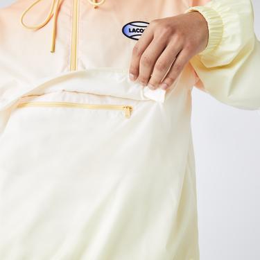  Lacoste L!VE Unisex Kapüşonlu Baskılı Turuncu Ceket