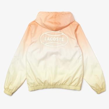  Lacoste L!VE Unisex Kapüşonlu Baskılı Turuncu Ceket