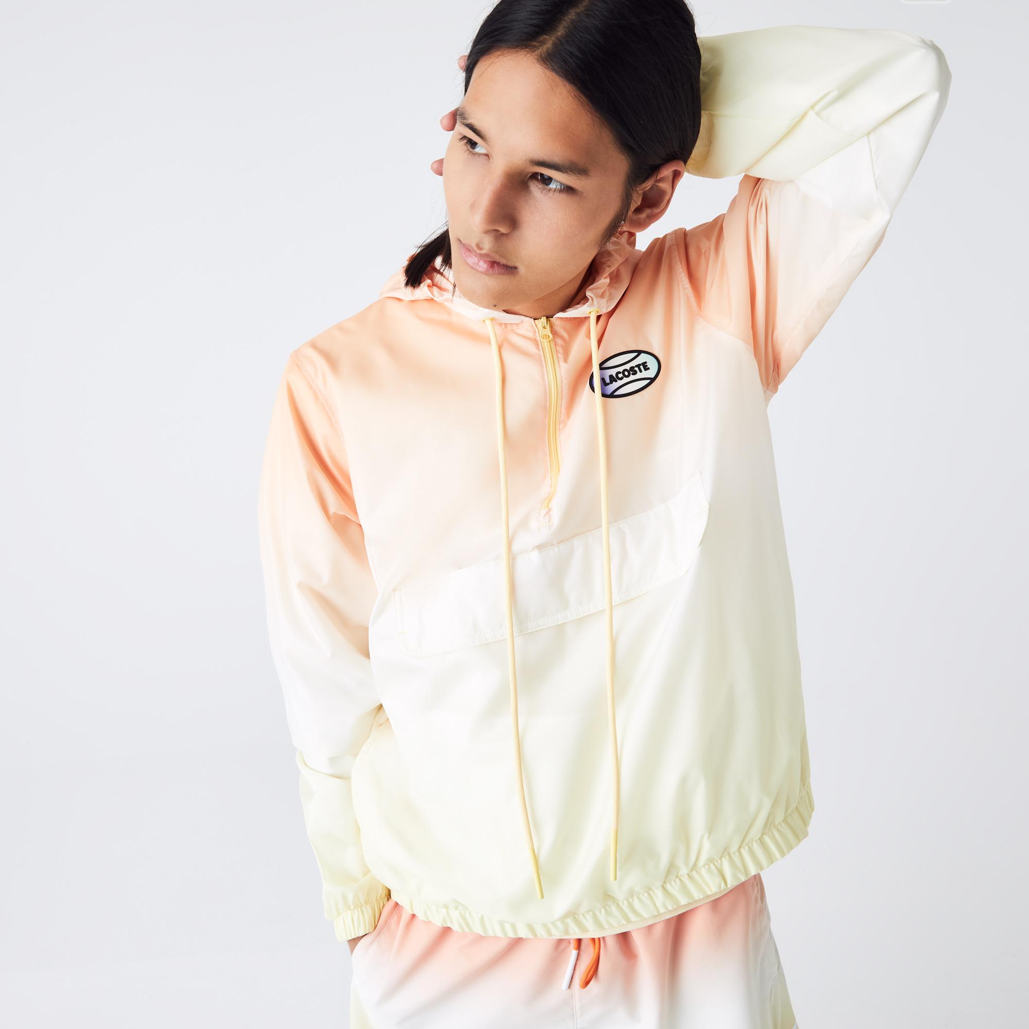 Lacoste L!VE Unisex Kapüşonlu Baskılı Turuncu Ceket