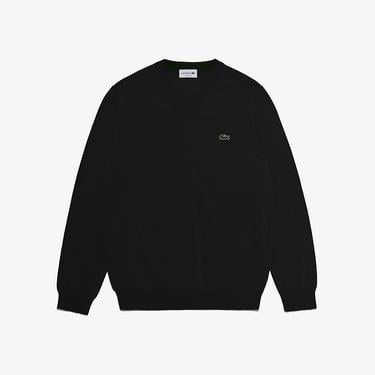  Erkek Regular Fit V Yaka Organik Pamuk Siyah Triko