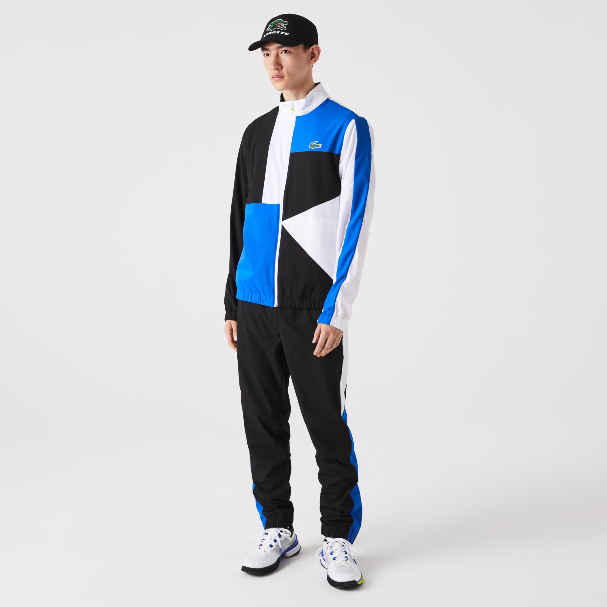 Lacoste SPORT Erkek Regular Fit Uzun Kollu Dik Yaka Renk Bloklu Baskılı Renkli Eşofman Takımı