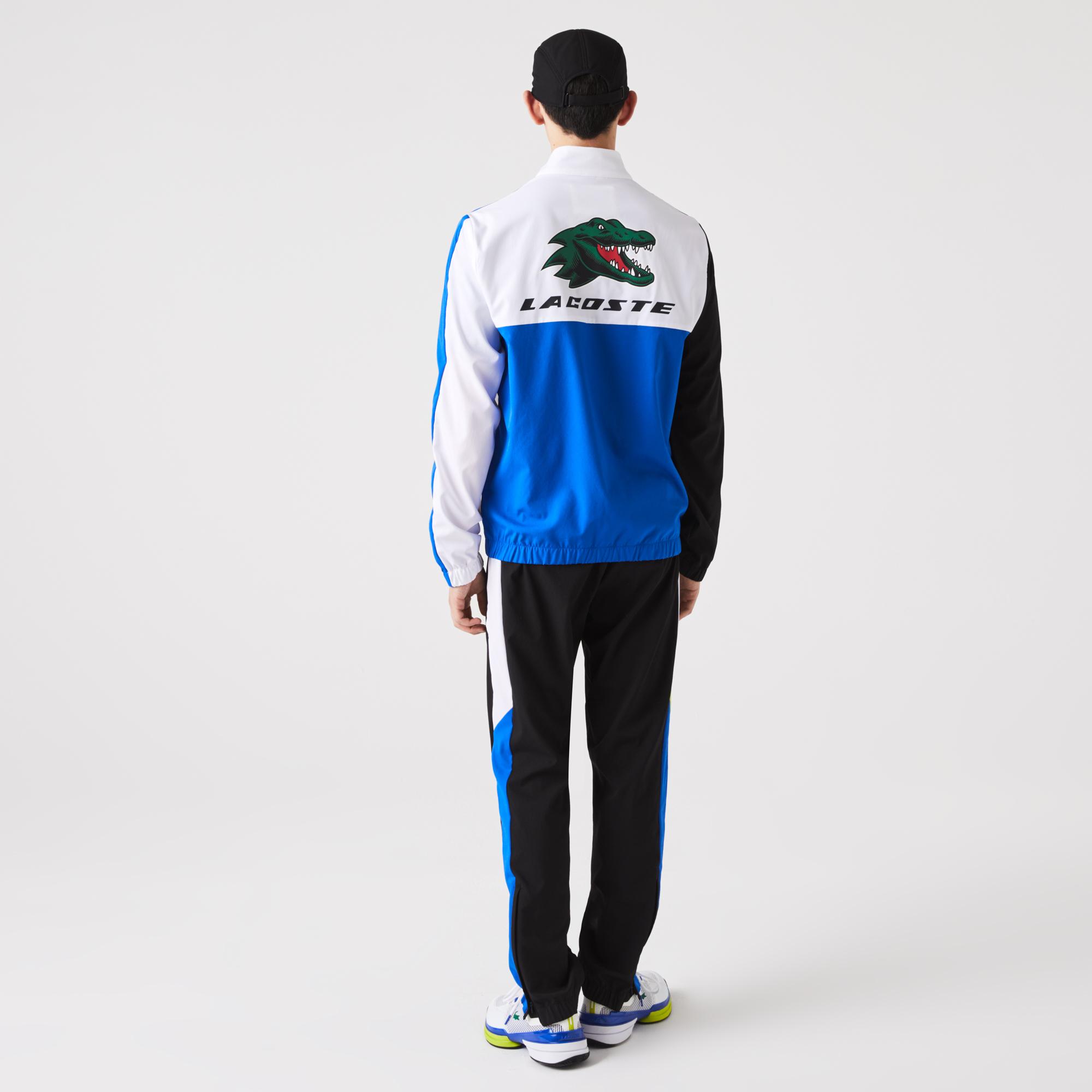 Lacoste SPORT Erkek Regular Fit Uzun Kollu Dik Yaka Renk Bloklu Baskılı Renkli Eşofman Takımı