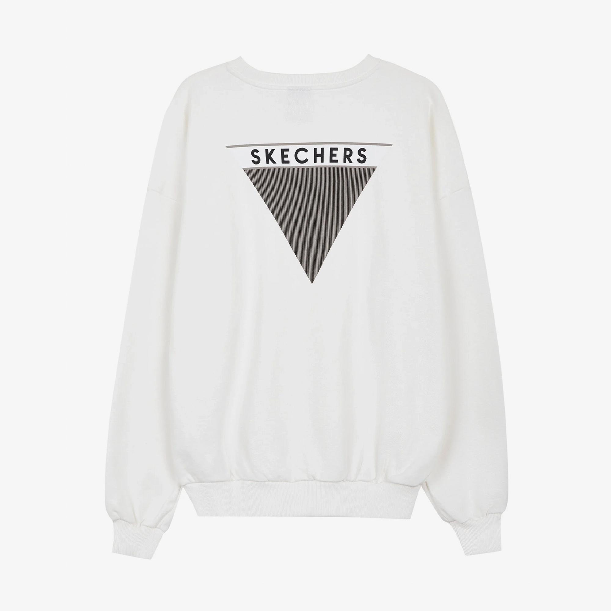 Skechers Heavy Weight Crew Neck Erkek Beyaz Sweatshirt