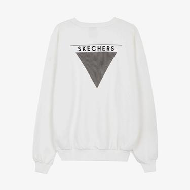 Skechers Heavy Weight Crew Neck Erkek Beyaz Sweatshirt