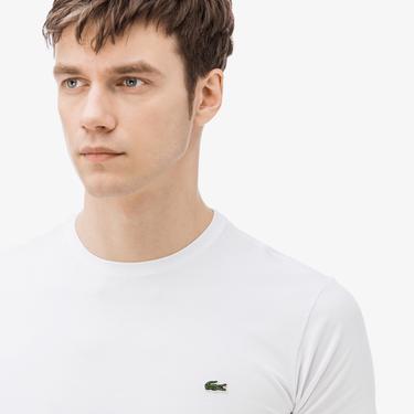  Lacoste Erkek Slim Fit Bisiklet Yaka Beyaz T-Shirt