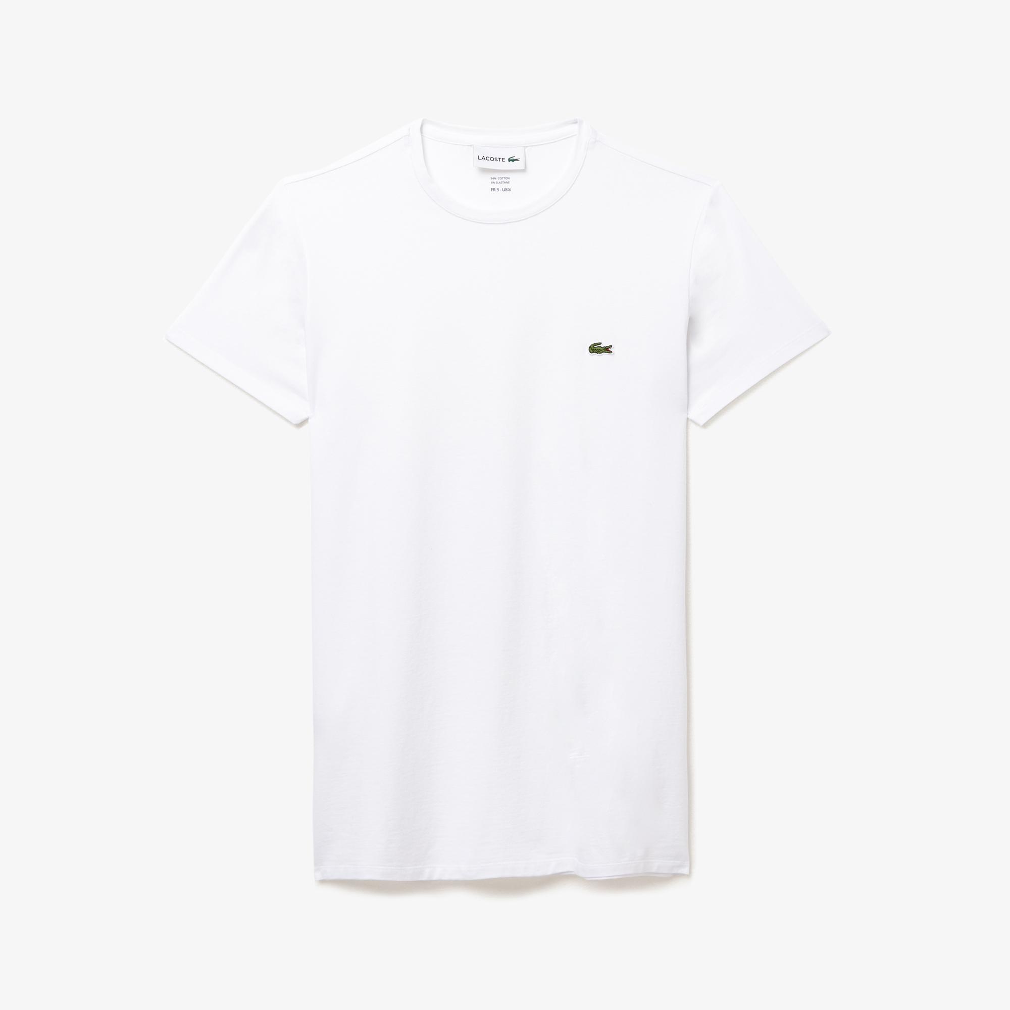 Lacoste Erkek Slim Fit Bisiklet Yaka Beyaz T-Shirt
