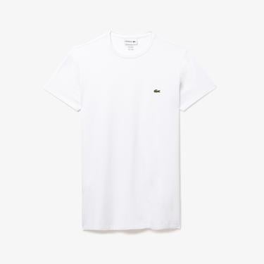  Lacoste Erkek Slim Fit Bisiklet Yaka Beyaz T-Shirt