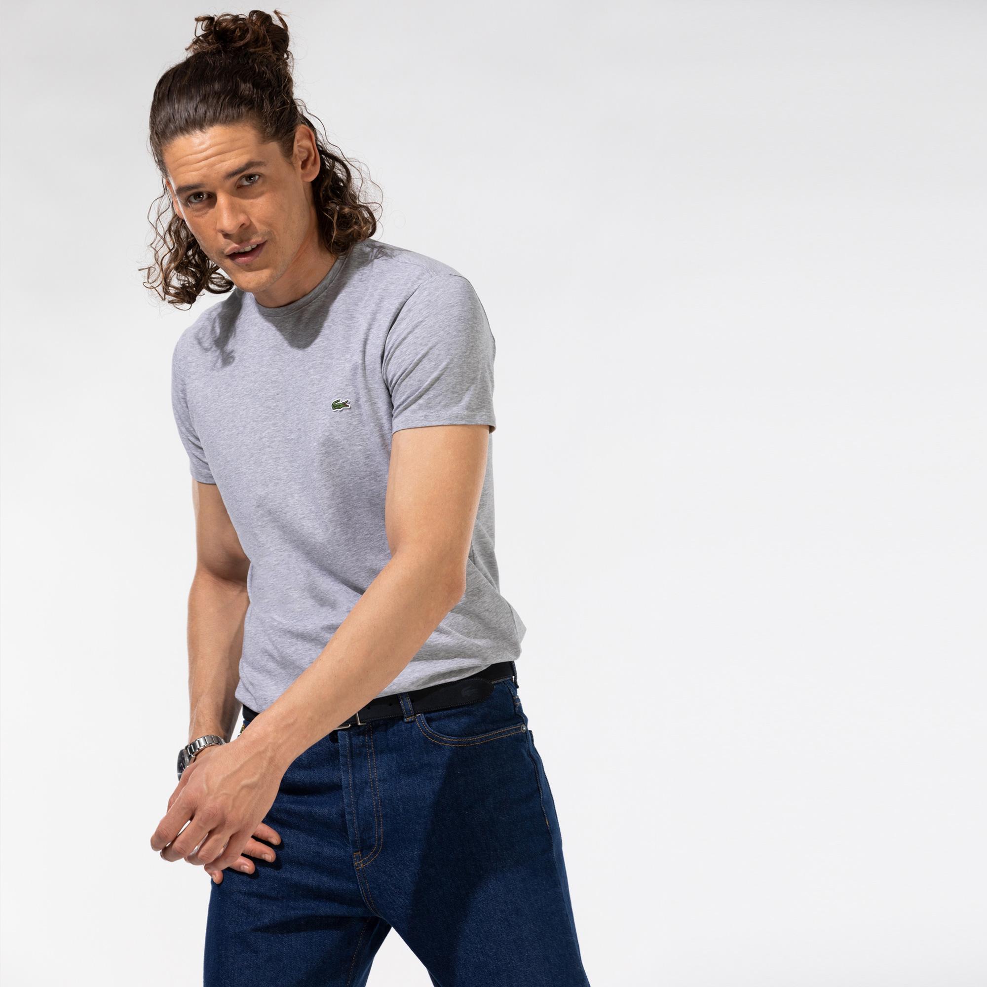 Lacoste Slim Fit Bisiklet Yaka Gri T-Shirt