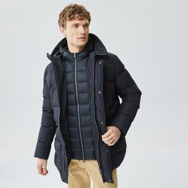  Lacoste Erkek Kapüşonlu Siyah Şişme Mont