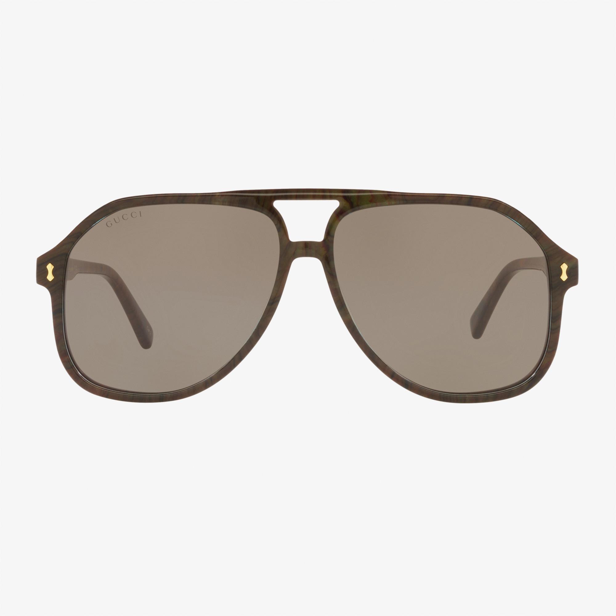 GUCCI Acetate Erkek Kahverengi Güneş Gözlüğü