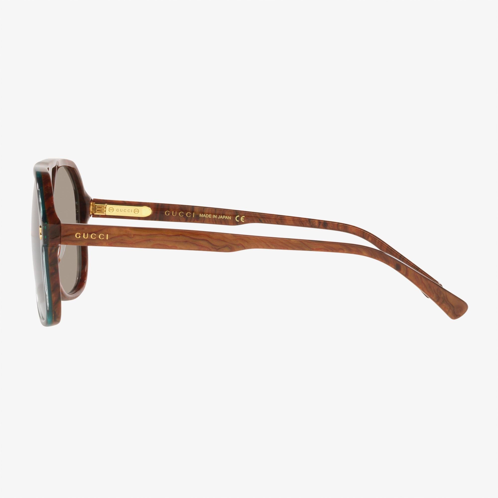 GUCCI Acetate Erkek Kahverengi Güneş Gözlüğü