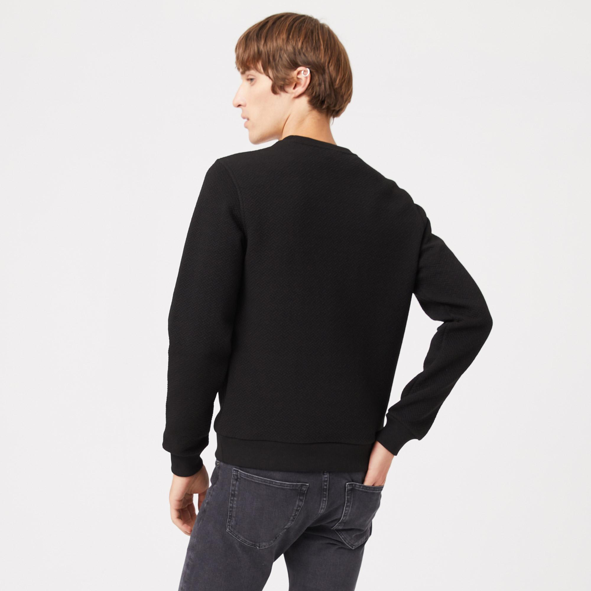 Erkek Regular Fit Uzun Kollu Bisiklet Yaka Siyah T-Shirt