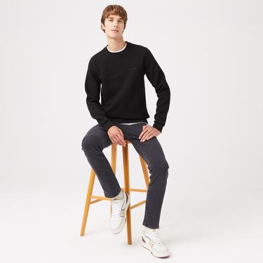  Erkek Regular Fit Uzun Kollu Bisiklet Yaka Siyah T-Shirt