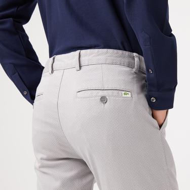 Erkek Slim Fit Baskılı Açık Gri Pantolon