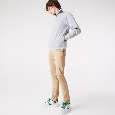  Lacoste Erkek Classic Fit Yarım Fermuarlı Gri Sweatshirt
