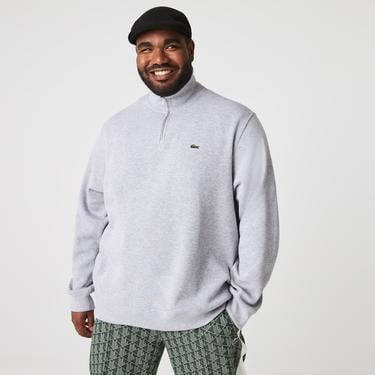  Lacoste Erkek Classic Fit Yarım Fermuarlı Gri Sweatshirt