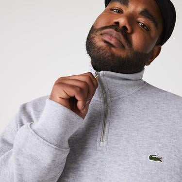  Lacoste Erkek Classic Fit Yarım Fermuarlı Gri Sweatshirt