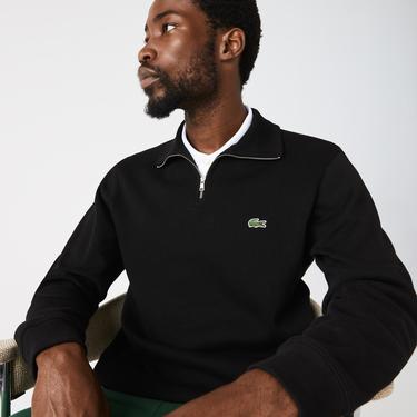  Lacoste Erkek Classic Fit Yarım Fermuarlı Siyah Sweatshirt