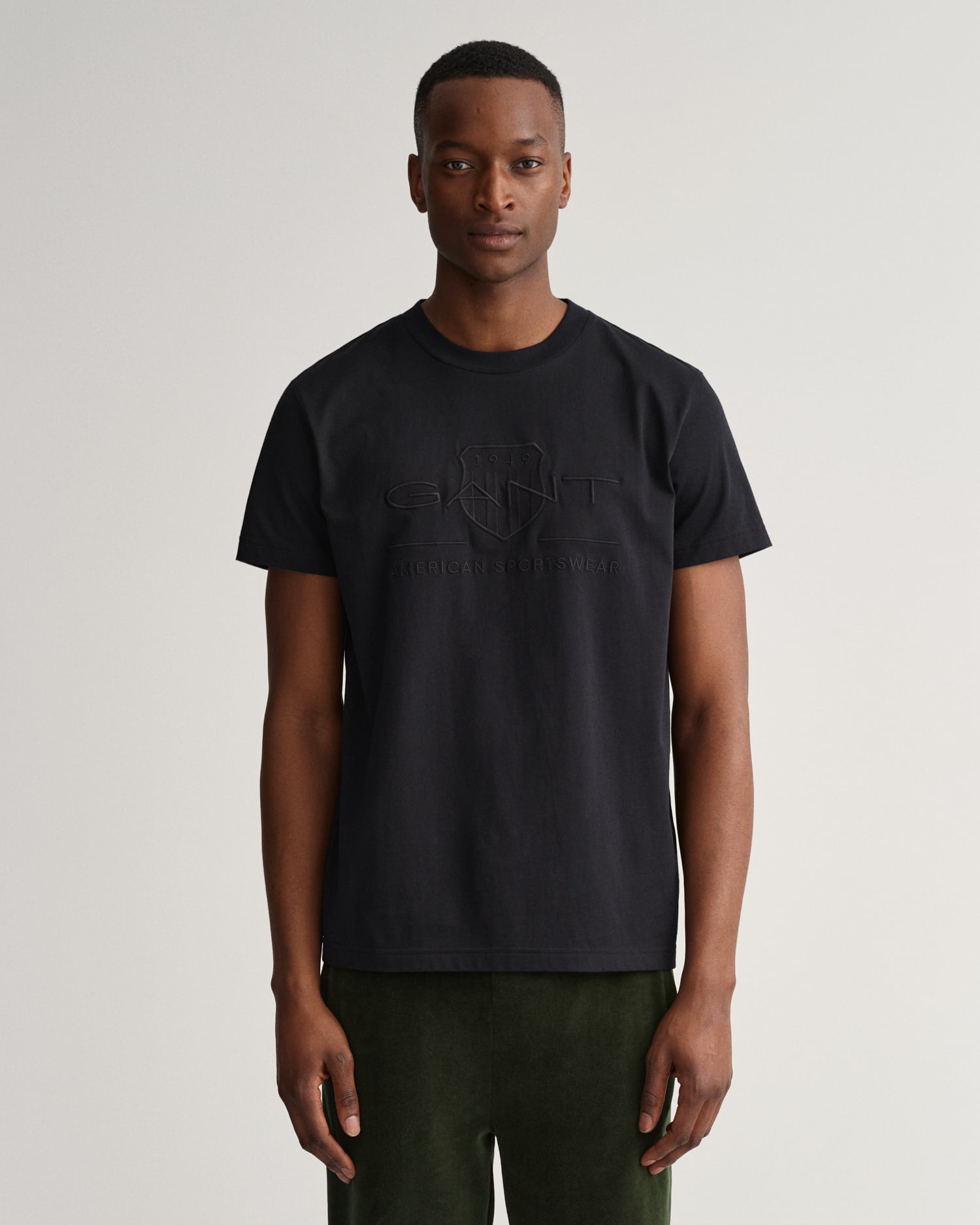  GANT Erkek Siyah Regular Fit Bisiklet Yaka Logolu T-Shirt