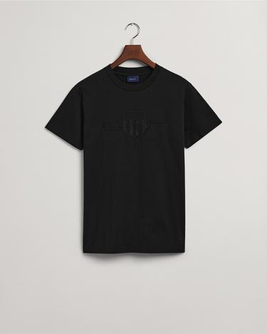  GANT Erkek Siyah Regular Fit Bisiklet Yaka Logolu T-Shirt